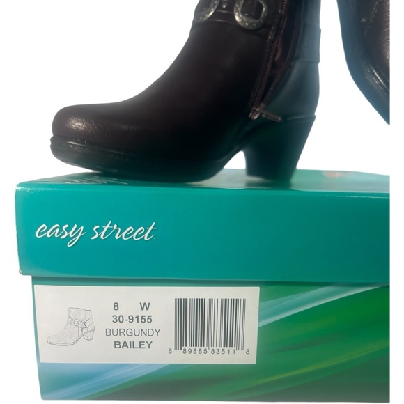 Easy Street burgundy bailey Sz 8W rodeo western boots w conchos. Comfy low hill - Picture 3 of 11